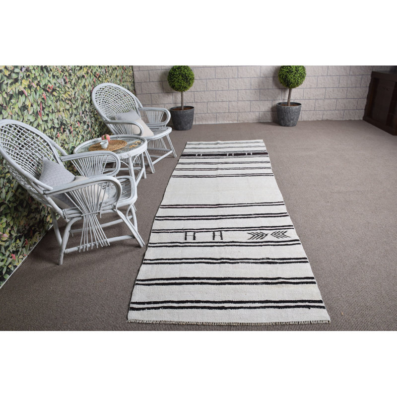Tapis de couloir rétro vintage en chanvre à rayures idéal pour la chambre à coucher ou la cuisine