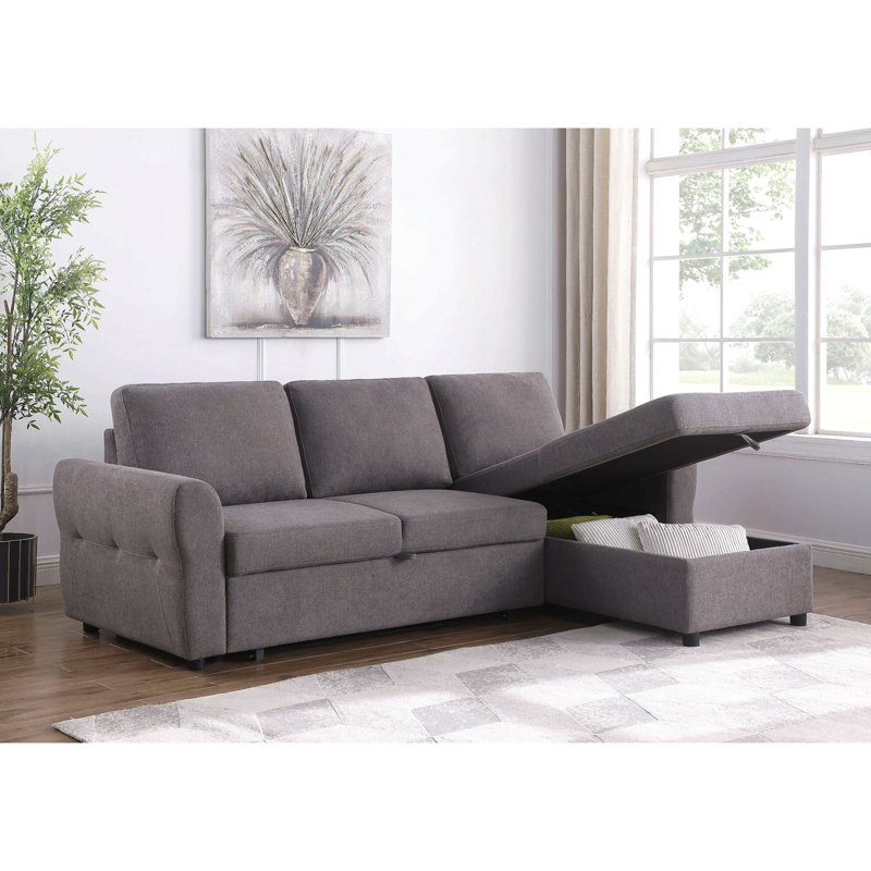 Canapé-lit modulaire avec rangement, Tissu gris