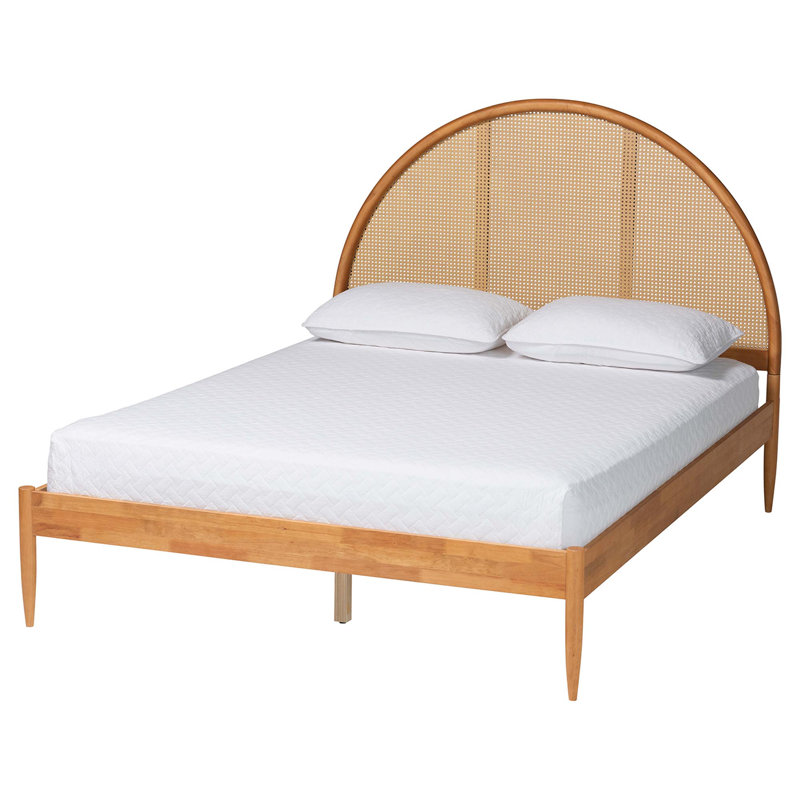 Baxton Studio Wrenley Japandi Oak Brown Wood Queen Bed