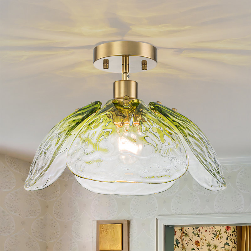 Plafonnier semi-encastré en verre 1 lumière