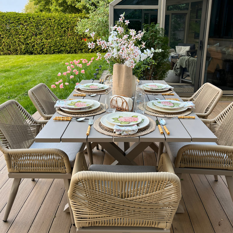 8 - Person Patio Dining Set with Rectangular Table , Cushions Included