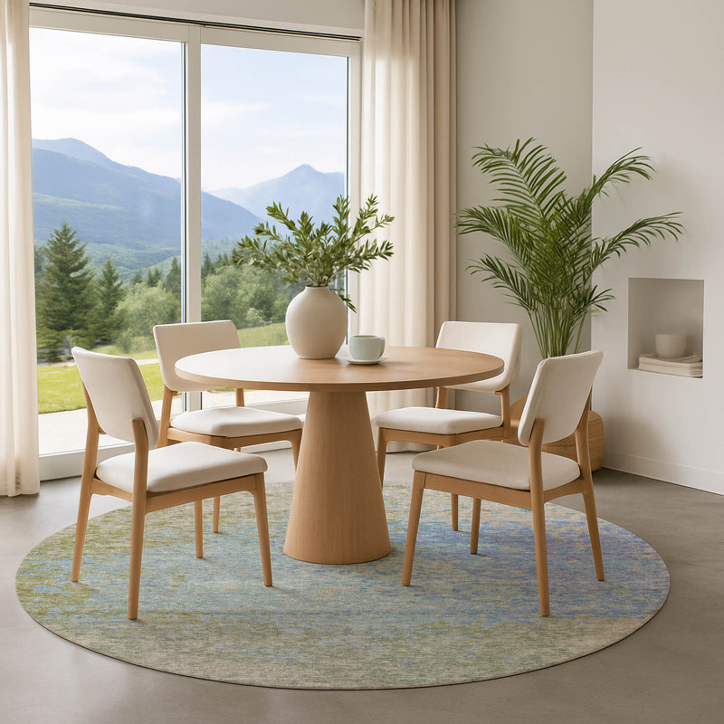 Premium Machine Washable Lubbers AMF1737 Modern Rug, Round 8'