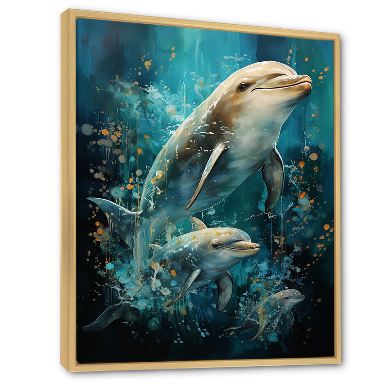 Dauphin harmonie aquatique, Cadre naturel flottant, H 40 po x l 30 po x P 1,5 po