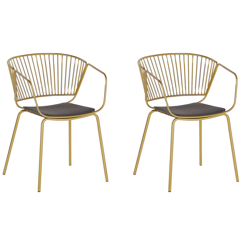 Boghos 44cm H Metal Slat Back Armchair, Gold