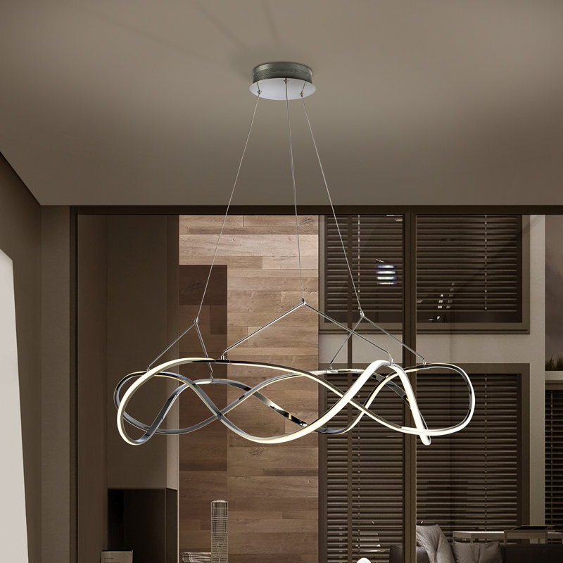Ameer 1 - Light LED Unique/Statement Pendant, Chrome, 25.2cm H x 65.2cm W x 65.2cm D