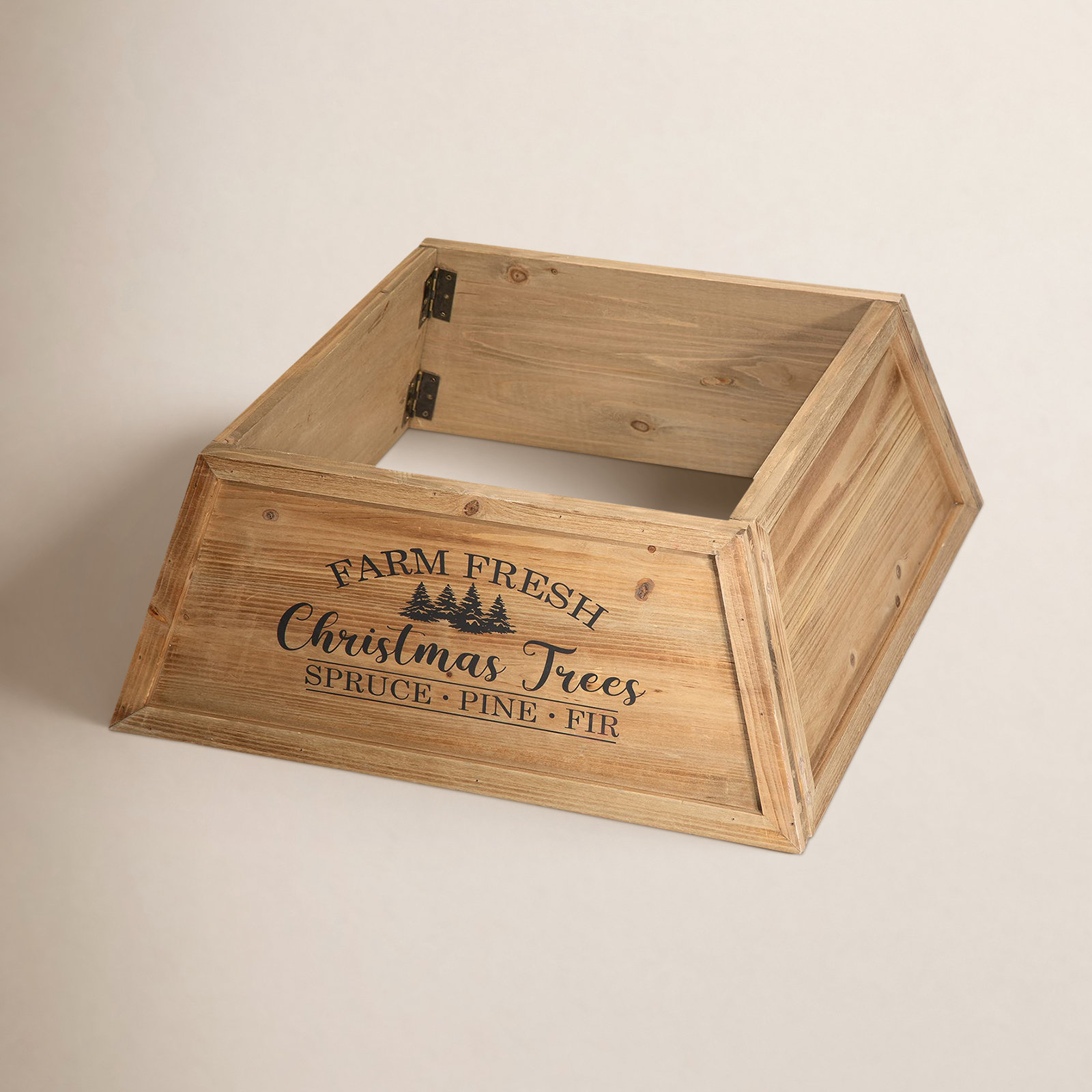 Wooden Trapezoid Christmas Trees Collar, Natural, 26"