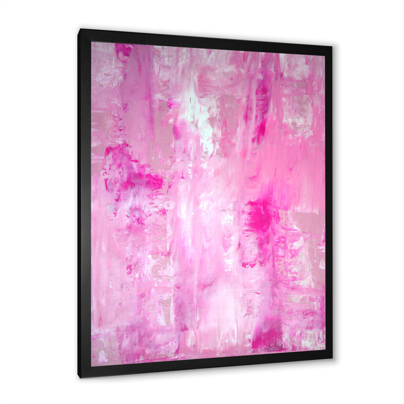 Art abstrait rose, peinture VI - Art mural abstrait, Cadre photo noir, H 20 po x l 12 po x P 1 po