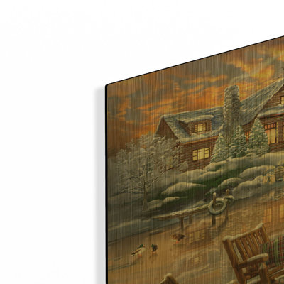 « Patinage du soir », illustration de Bigelow, tableau mural en métal doré, 91,4 cm x 61 cm