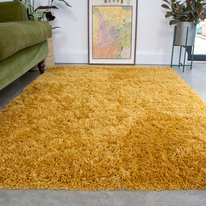 Ryalson Shaggy Ochre Rug, Rectangle 120 x 170cm