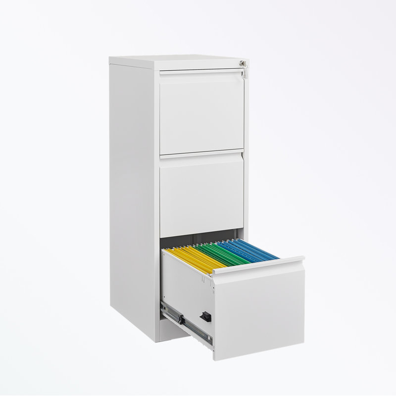 Metal frame File Cabinet with 3 Drawers, White