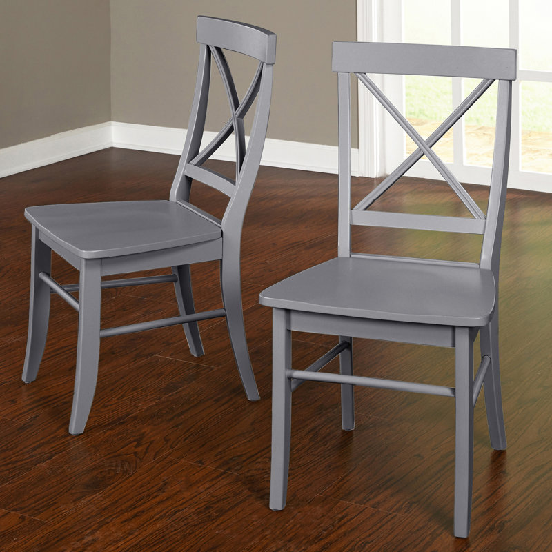 Bellmead Solid Wood Cross Back Side Chair, Gray