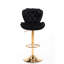 Lot de 2 tabourets de bar, réglables en hauteur grâce à un mécanisme de levage, avec repose-pieds et base, revêtement en velours et pieds dorés, piètement noir élégant et réglable.