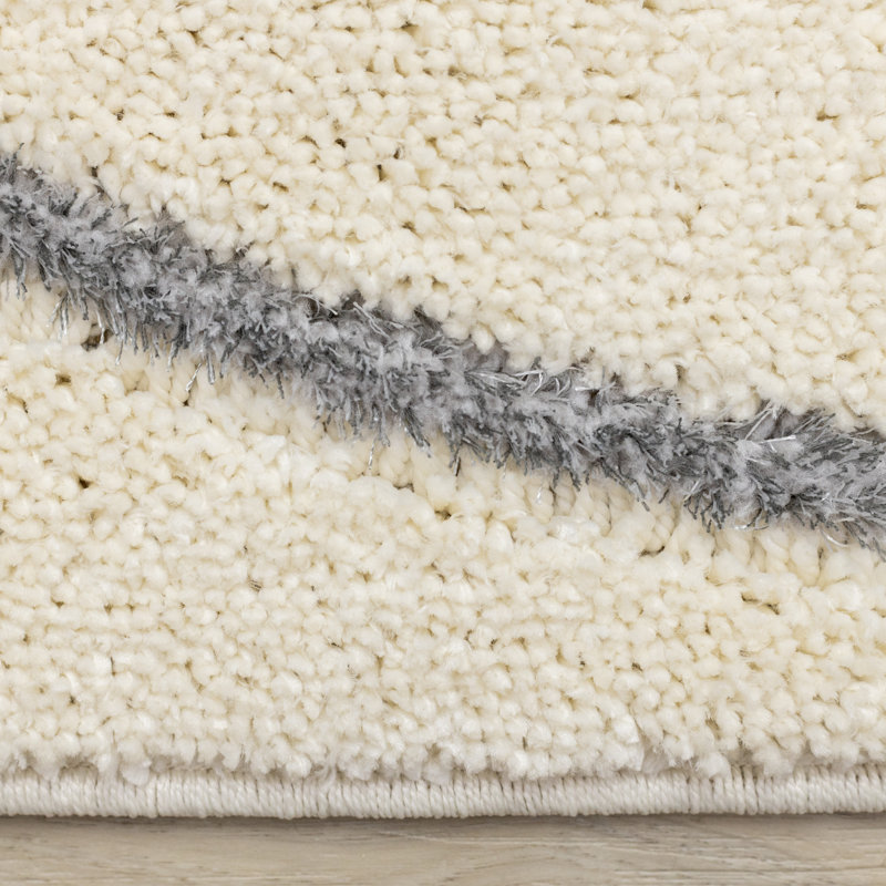 Dilmore Soft Cream Gray Circles Area Rug, Rectangle 5'3" x 7'7"