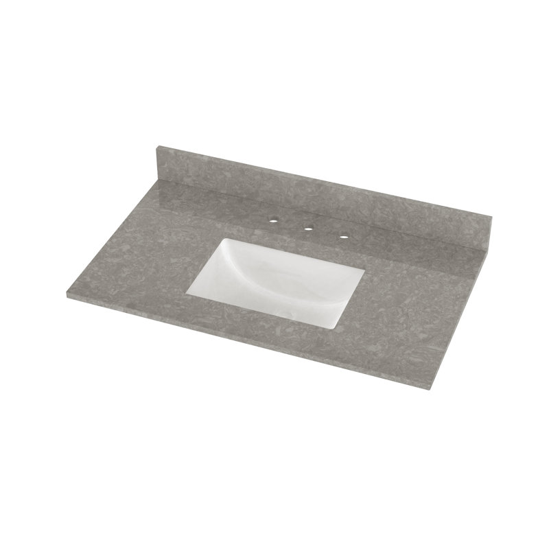 37'' White Ceramic Single Bathroom Vanity Top with Sink