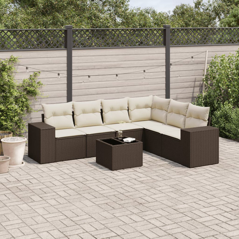 Ensemble de canapé de jardin Vidaxl brun, blanc crème