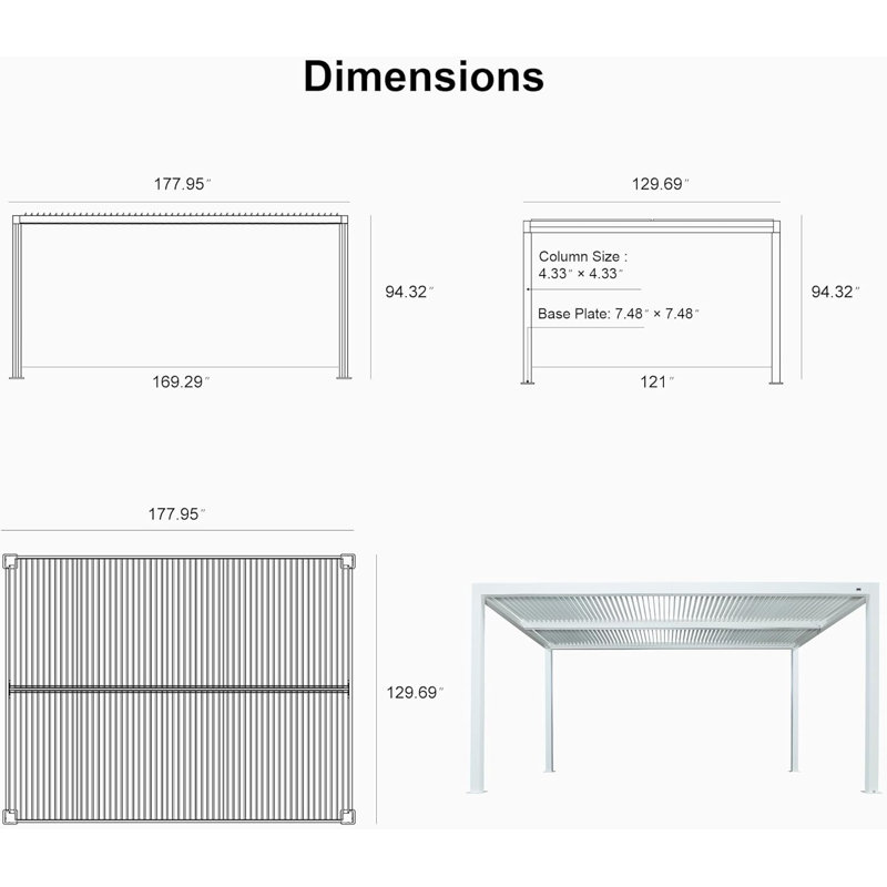 Pavillon de jardin à persienne mauve en aluminium mauve moderne 11 pi x 15 pi avec 2 toits durs réglables indépendants pour la cour