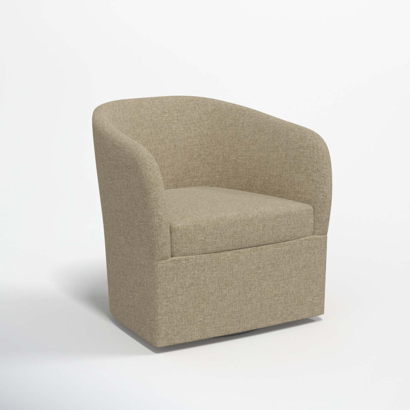 Lesia Upholstered Swivel Barrel Chair, Zuma Natural Textured Linen