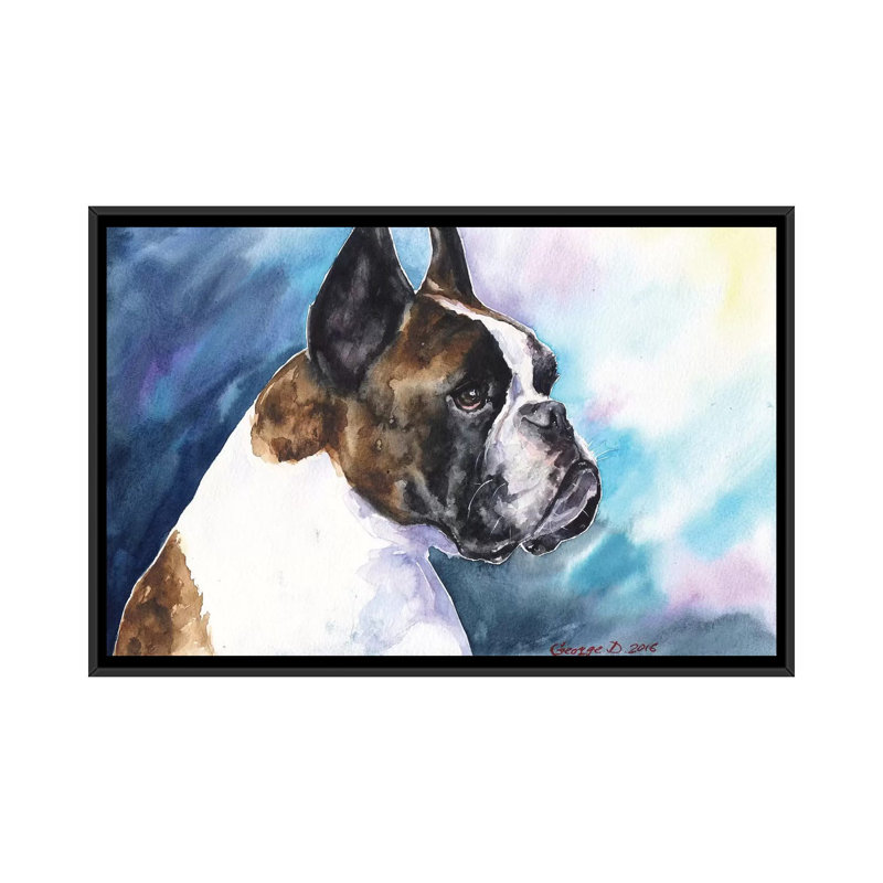 Impression sur toile boxer, H 18 po x l 26 po x P 1,5 po, Toile avec cadre noir, Pas de tapis