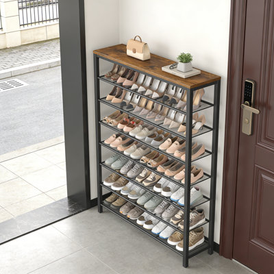 Large Shoe Cabinet With Metal Wire Shelves – Storage Organizer For Closet, Entryway