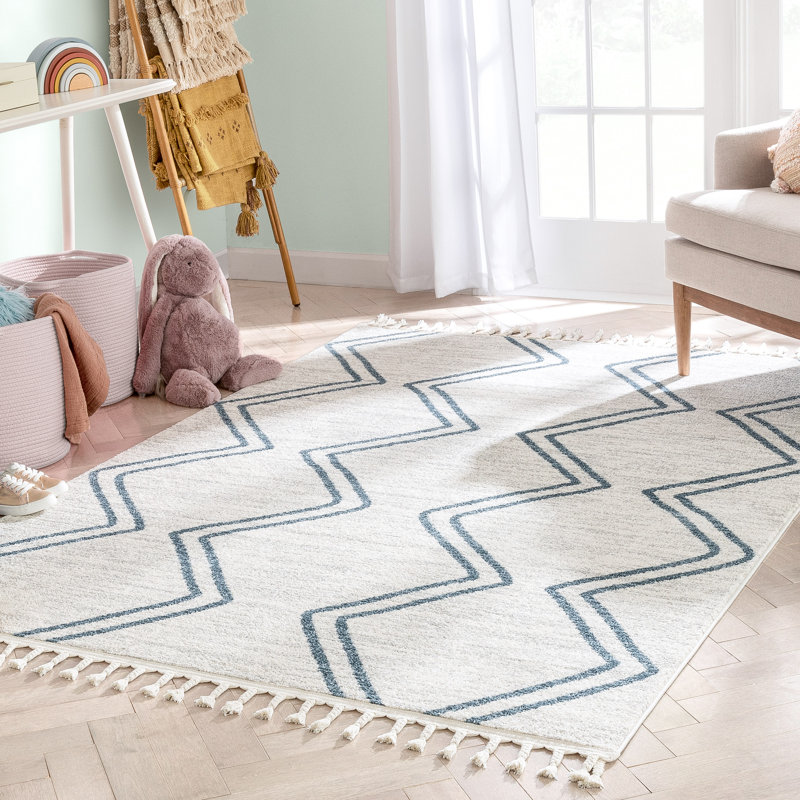 Kennedy Blue/Ivory Children's Rug, Rectangle 120cm x 160cm