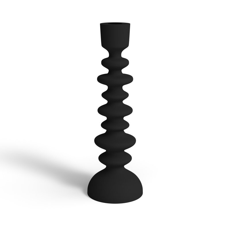 Giedre Aluminum Tabletop Candlestick, 12.25" H x 4.5" W x 4.5" D, Black
