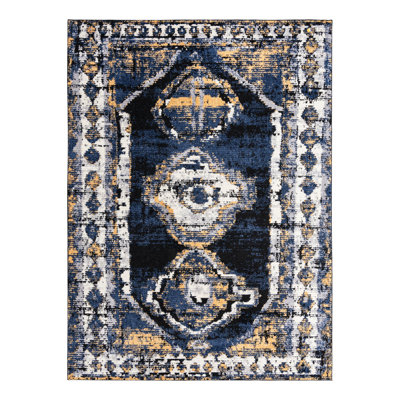 Tapis bleu foncé / blanc Soraya