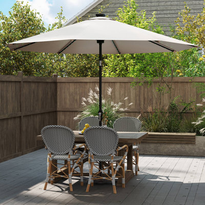 10 FT Solar Patio Umbrella with 96 LED Lights 35° Adjustable Tilt Vented Top