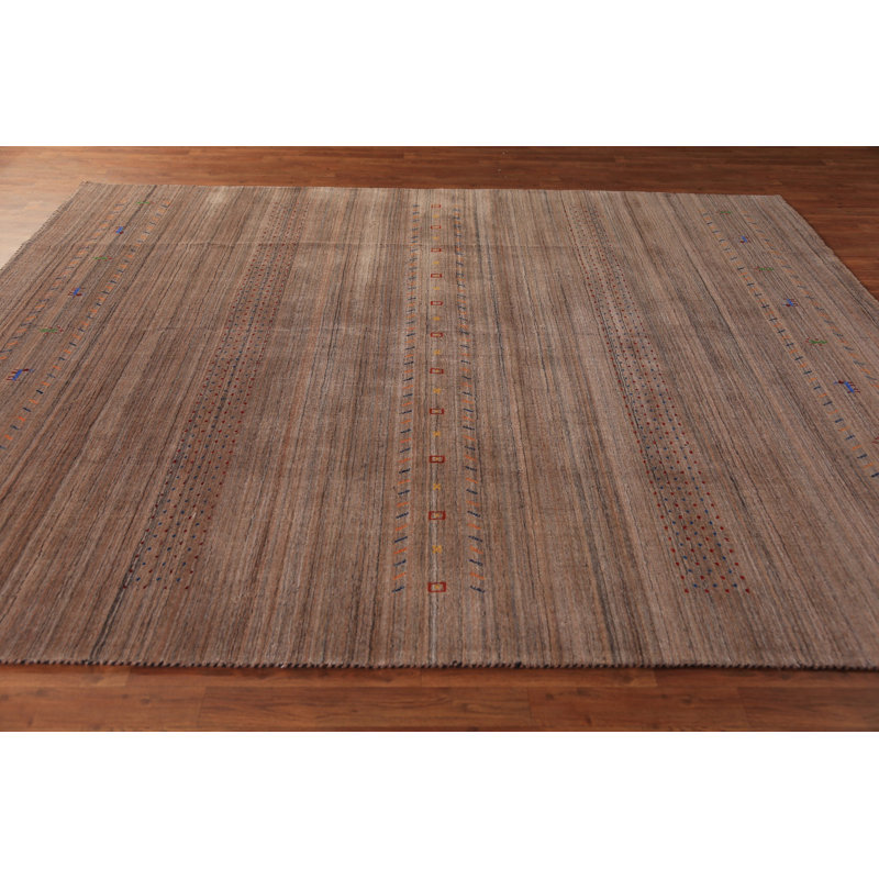 Striped Brown Gabbeh Oriental Area Rug 8