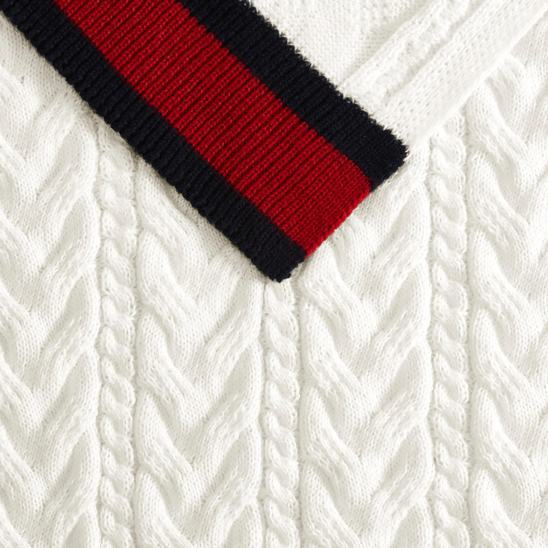 Tommy Hilfiger Chunky Cable Knit Beige Throw Blanket