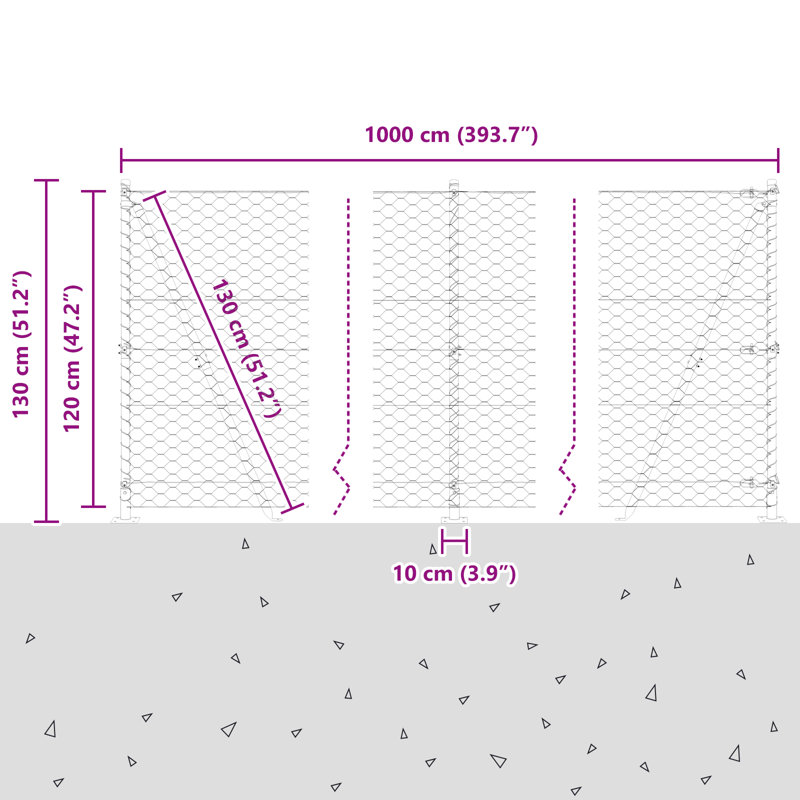 Hexagon Fence Steel, Green, 120cm H x 1000cm W