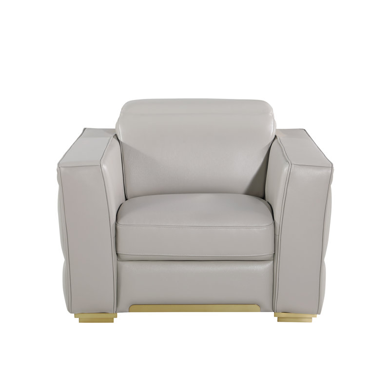 Fauteuil Eain, Gris clair, Or