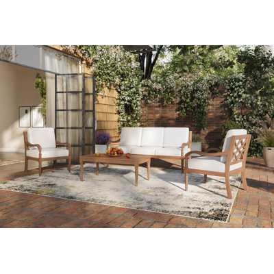 Breger 4-Piece Wood Patio Conversation Set