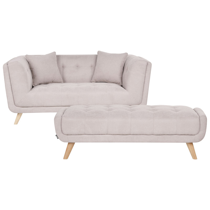 Temira 2 Piece Fabric Living Room Set, Beige