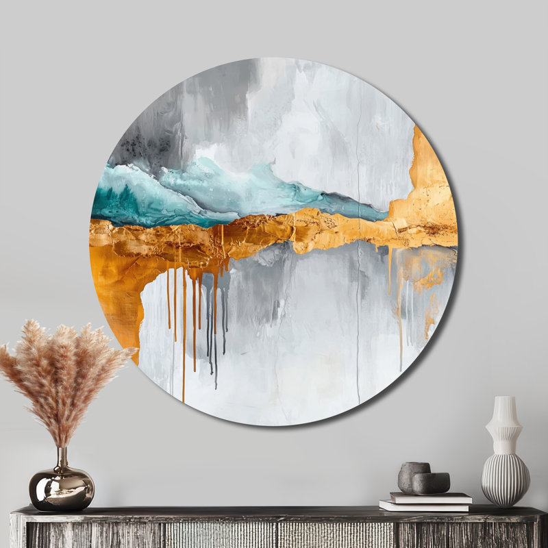 Bilgarrie - Art mural rond moderne transitionnel en métal, H 16 po x l 16 po