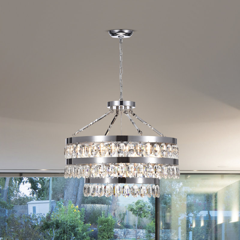 Lustre en cristal 7 niveaux Georglana, Chrome