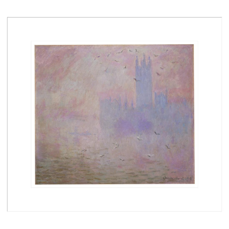 Les maisons du Parlement, mouettes par Claude Monet, impression giclée sur cadre, H 17,75 po x l 19,47 po