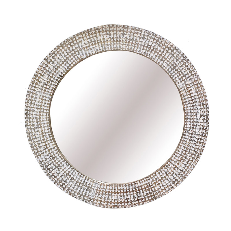 Solid Wood Frame Round Wall Mirror