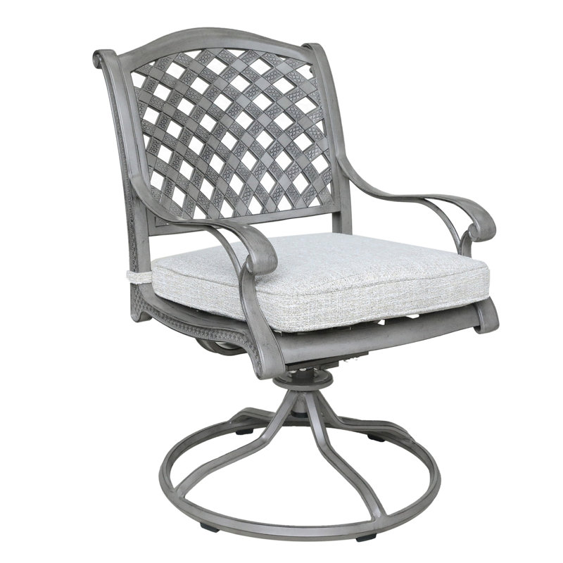 Chaise berçante d'extérieur pivotante en aluminium avec coussins, ensemble de 2, gaze dorée, résistante aux intempéries et confortable
