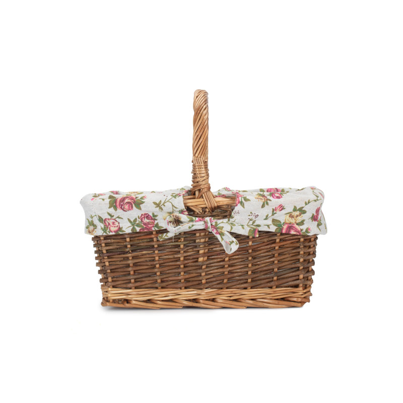 Lily Manor Wicker Unpeeled Willow Shopper Basket with Lining, 28cm H x 32cm W x 25cm 