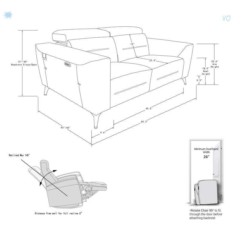 Cuir grainé avec fauteuil inclinable Global United, Blanc