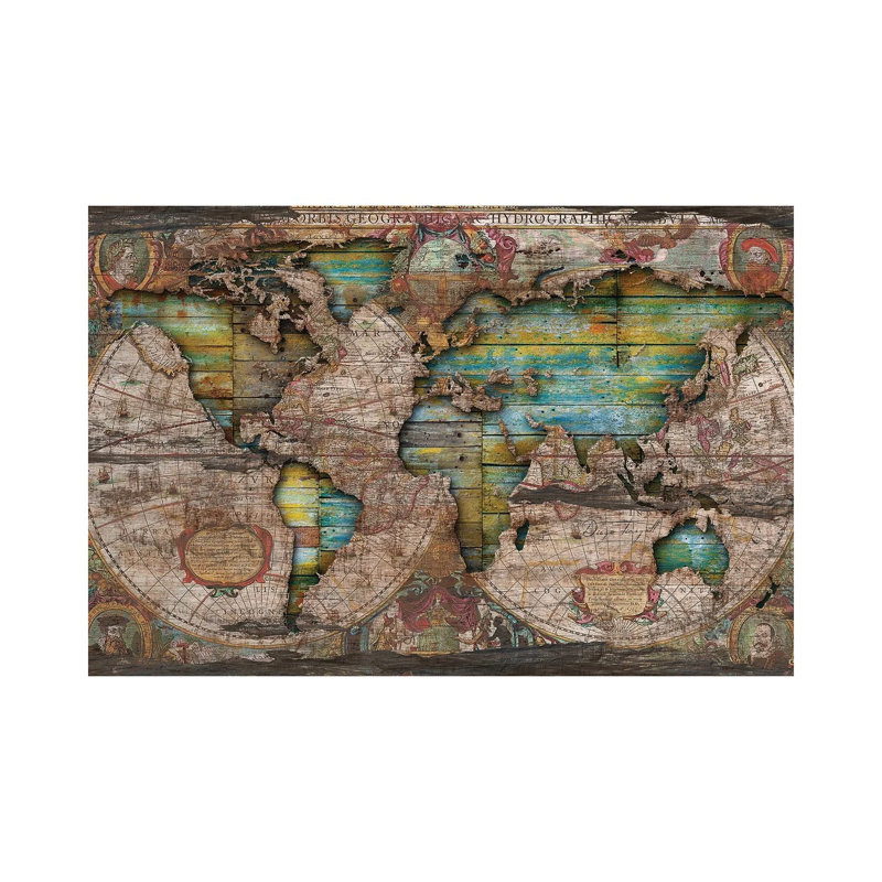 Shabby Elegance Old Map In The Clouds by Diego Tirigall - Wrapped Canvas Gallery-Wrapped Canvas Giclée