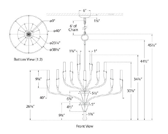 Chapman & Myers Aiden Large Chandelier, Aged Iron