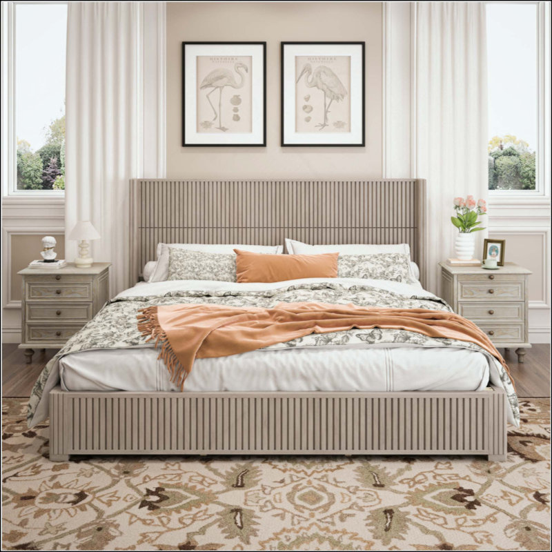  Structure de lit plateforme en bois massif avec tête de lit, lit à lattes en bois sur pied, aucun sommier requis, assemblage facile pour la chambre à coucher