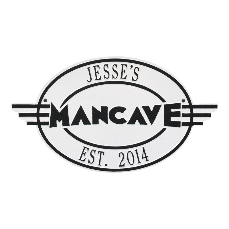 Décoration murale à plaque personnalisable man cave Moderno, Oui, Gris / Noir
