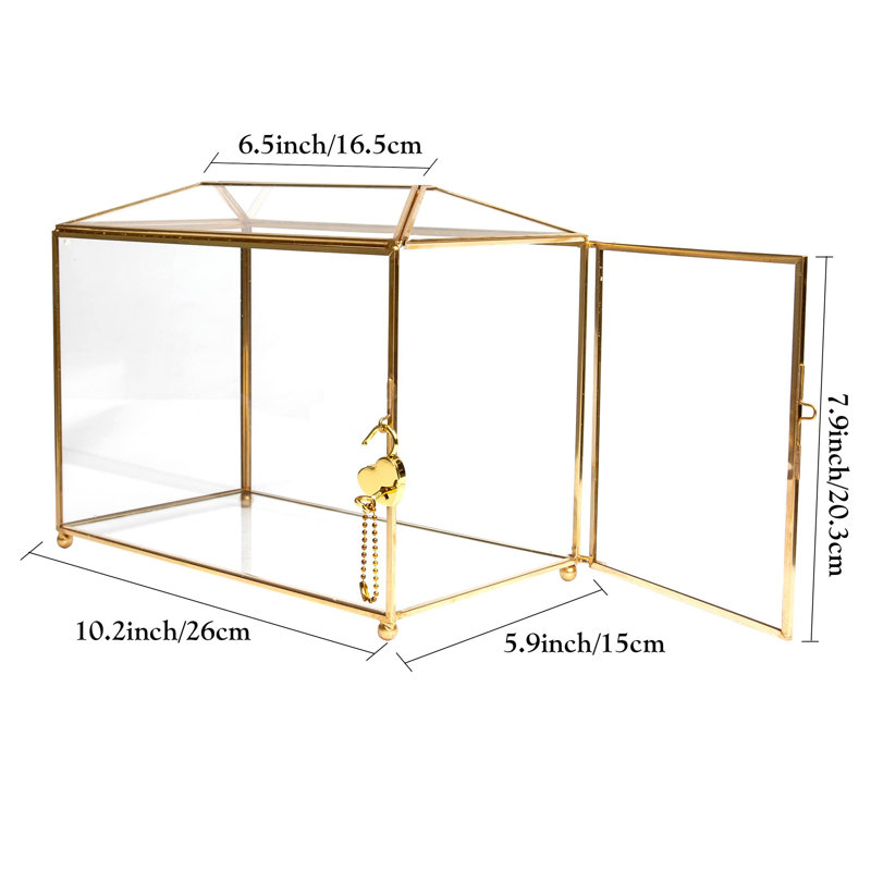 Ieremia Glass Card Box or Gift Display Box with Heart Lock