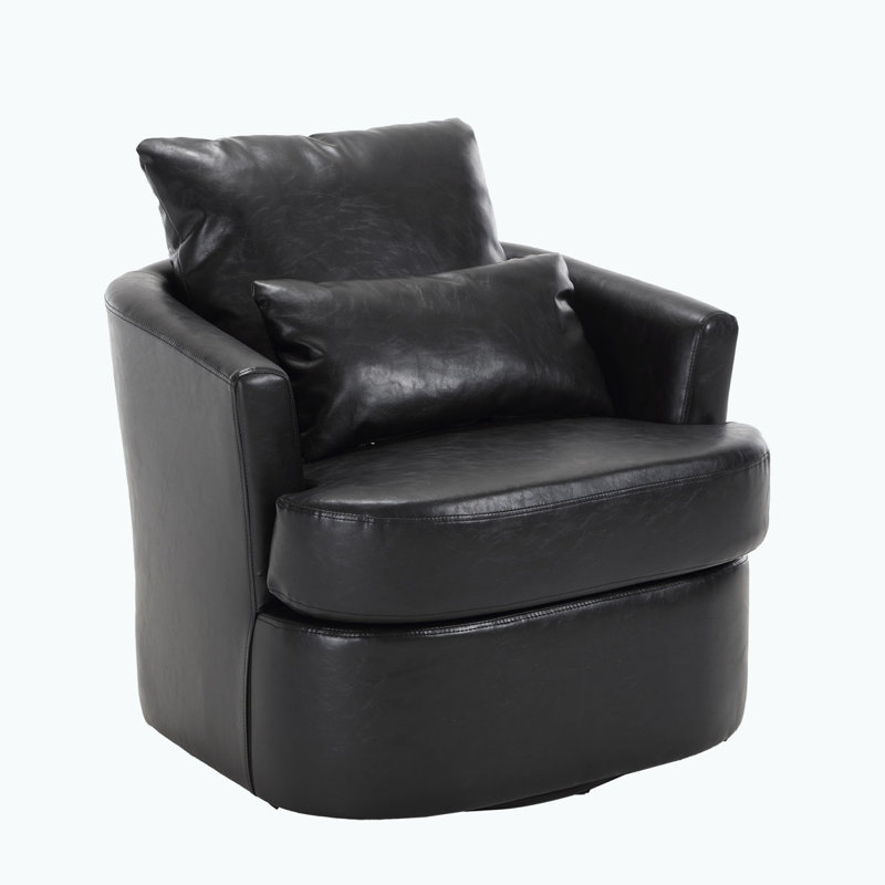 Fauteuil demi-tonneau pivotant, Cuir noir