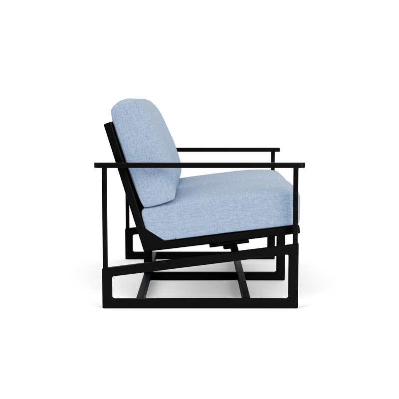 Outdoor Summit Rocker Bench with Cushions, Ebony, Demo Skyway, Pewter