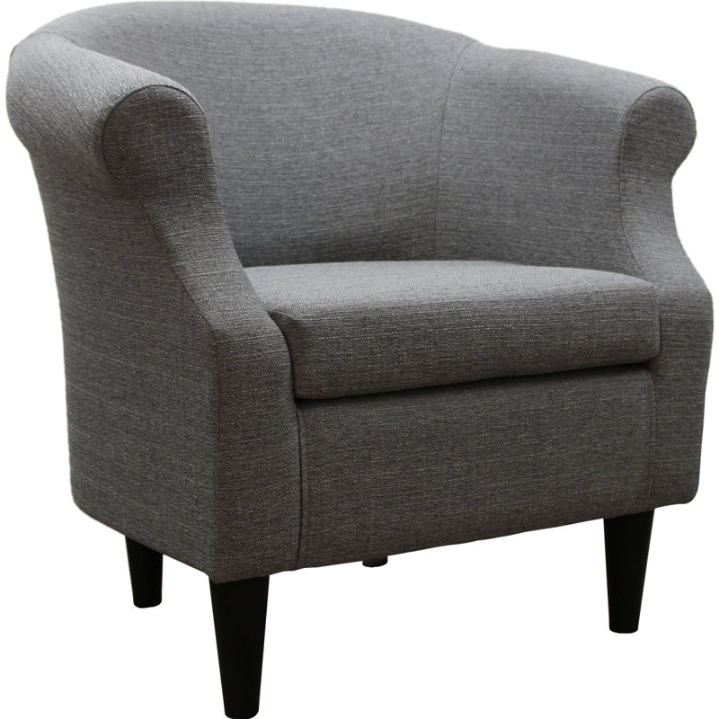 Fauteuil demi-tonneau en polyester Adea, Mélange de polyester granite DePalma