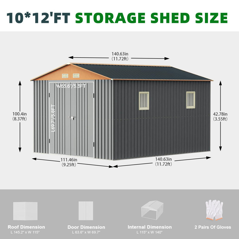 Remise de rangement extérieure 6 x 4, 10 pi x 12 po