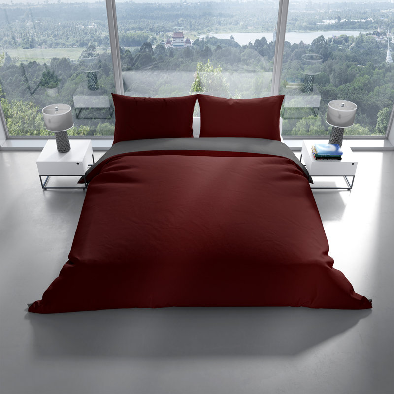 Microfibre Reversible 2 Pieces Duvet Cover Set, Bodeaux, 200 x 200 cm